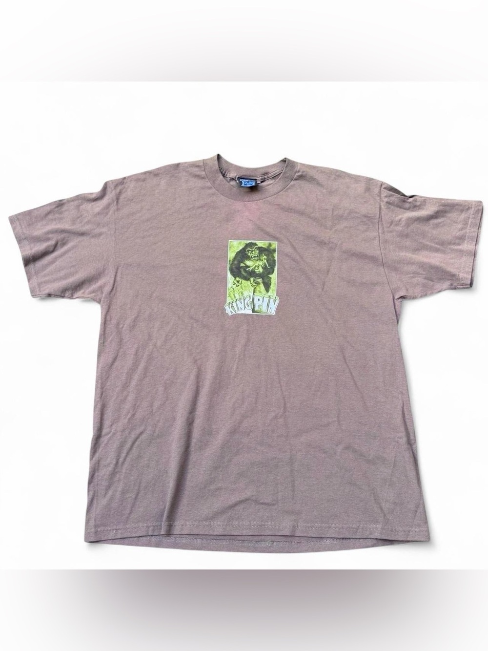 King Pin brown tee with yellow graphic 90s skateboard t shirt xl